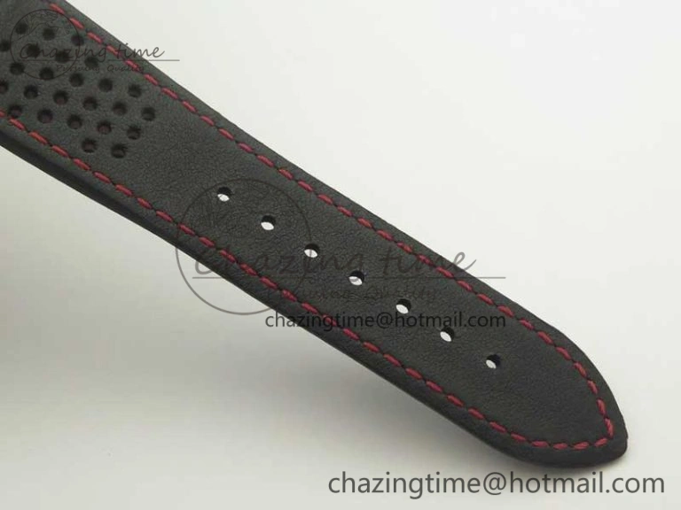 Breathable Racing Master Chronometer OMF 1:1 Best Edition Black Dial Orange Hand on Black Leather Strap A 7999