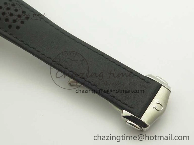 Breathable Racing Master Chronometer OMF 1:1 Best Edition Black Dial Orange Hand on Black Leather Strap A 7999
