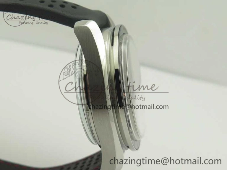 Breathable Racing Master Chronometer OMF 1:1 Best Edition Black Dial Orange Hand on Black Leather Strap A 7999