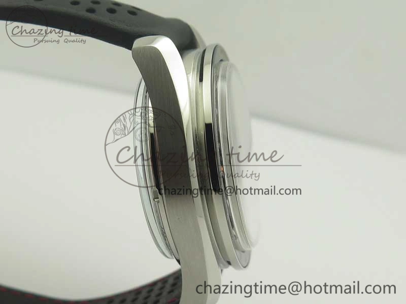 Breathable Racing Master Chronometer OMF 1:1 Best Edition Black Dial Orange Hand on Black Leather Strap A 7999
