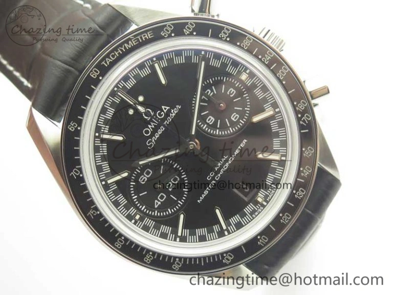 Sleek Racing Master Chronometer OMF 1:1 Best Edition Black Dial on Black Leather Strap A 7998