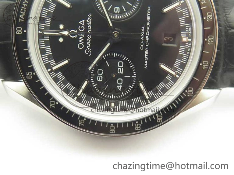 Sleek Racing Master Chronometer OMF 1:1 Best Edition Black Dial on Black Leather Strap A 7998