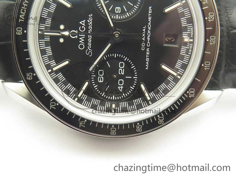 Sleek Racing Master Chronometer OMF 1:1 Best Edition Black Dial on Black Leather Strap A 7998
