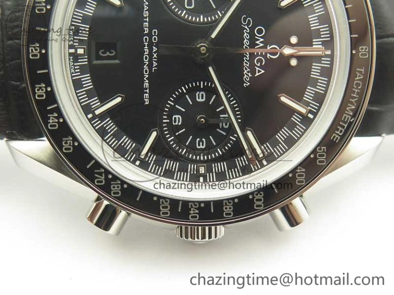 Sleek Racing Master Chronometer OMF 1:1 Best Edition Black Dial on Black Leather Strap A 7998