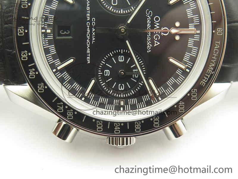 Sleek Racing Master Chronometer OMF 1:1 Best Edition Black Dial on Black Leather Strap A 7998