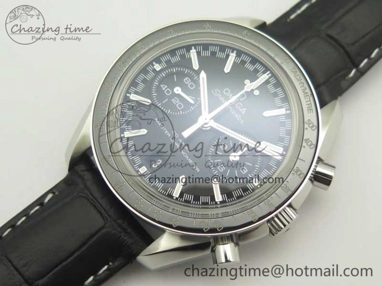 Sleek Racing Master Chronometer OMF 1:1 Best Edition Black Dial on Black Leather Strap A 7998