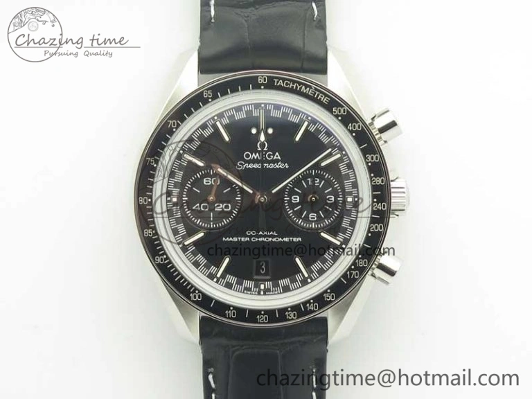 Sleek Racing Master Chronometer OMF 1:1 Best Edition Black Dial on Black Leather Strap A 7998