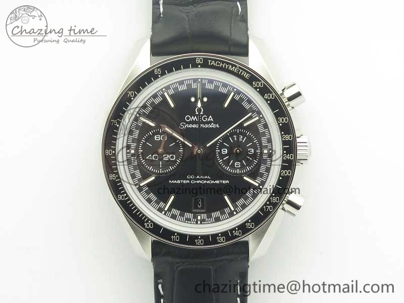 Sleek Racing Master Chronometer OMF 1:1 Best Edition Black Dial on Black Leather Strap A 7998
