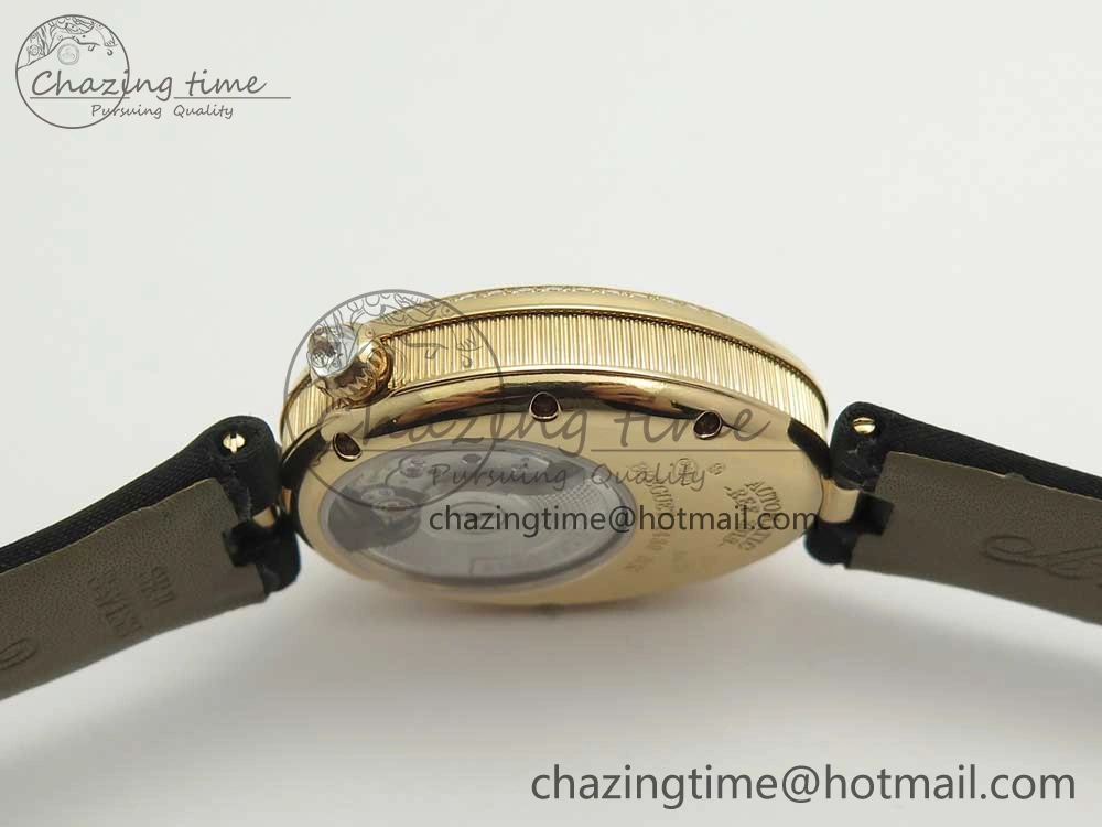 Premium Reine de Naples 8918BB RG ZF 1:1 Best Edition White MOP Dial Diamonds Bezel on Black Fabric Strap A 5342