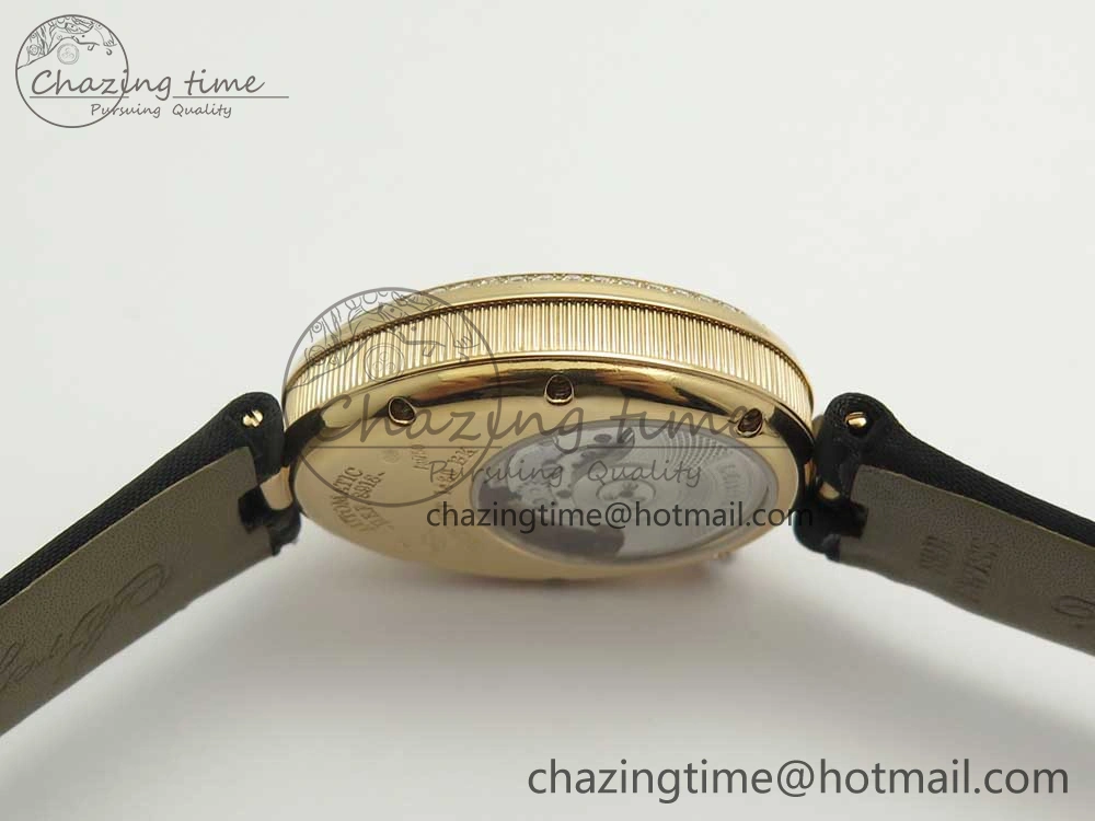 Premium Reine de Naples 8918BB RG ZF 1:1 Best Edition White MOP Dial Diamonds Bezel on Black Fabric Strap A 5342