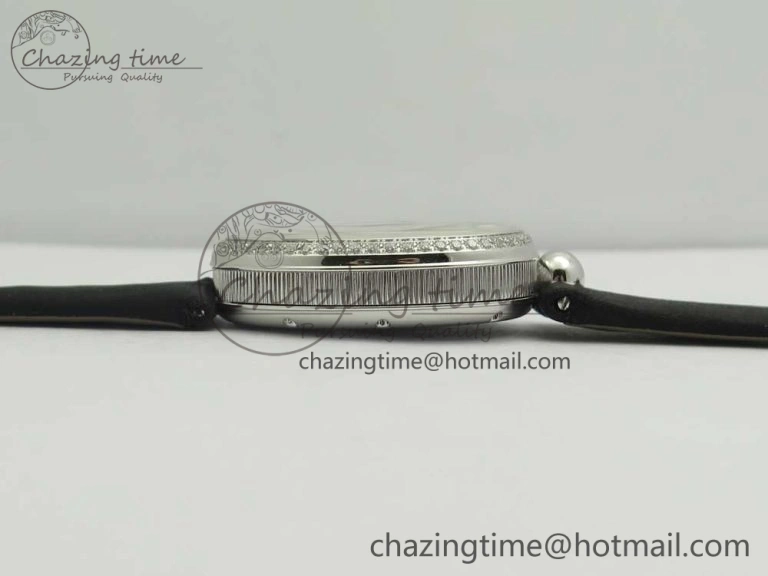 HighPerformance Reine de Naples 8918BB SS ZF 1:1 Best Edition White MOP Dial Diamonds Bezel on Black Fabric Strap A 5340