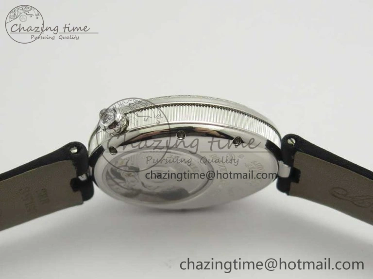 HighPerformance Reine de Naples 8918BB SS ZF 1:1 Best Edition White MOP Dial Diamonds Bezel on Black Fabric Strap A 5340