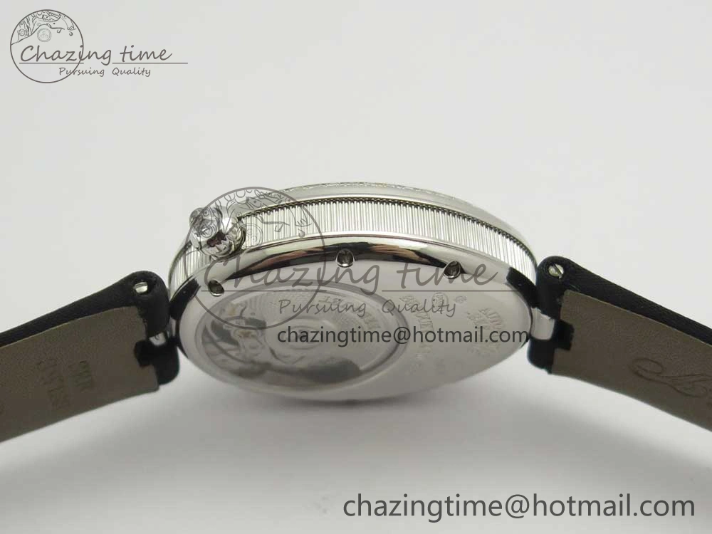 HighPerformance Reine de Naples 8918BB SS ZF 1:1 Best Edition White MOP Dial Diamonds Bezel on Black Fabric Strap A 5340