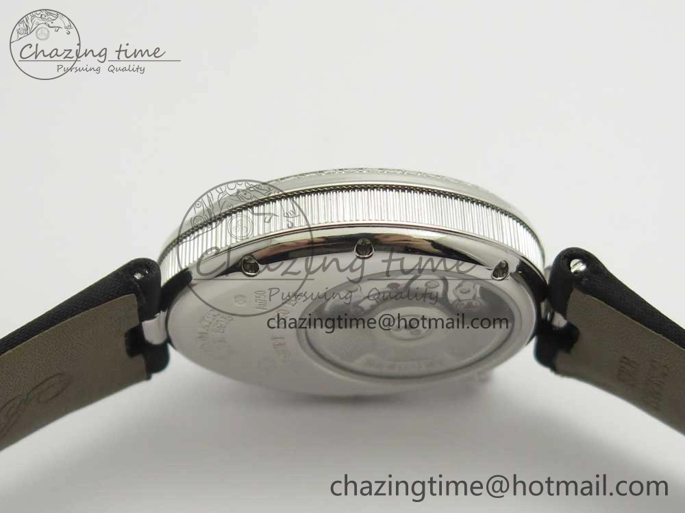 HighPerformance Reine de Naples 8918BB SS ZF 1:1 Best Edition White MOP Dial Diamonds Bezel on Black Fabric Strap A 5340