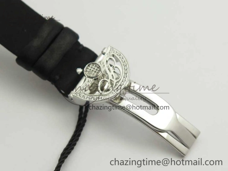 HighPerformance Reine de Naples 8918BB SS ZF 1:1 Best Edition White MOP Dial Diamonds Bezel on Black Fabric Strap A 5340