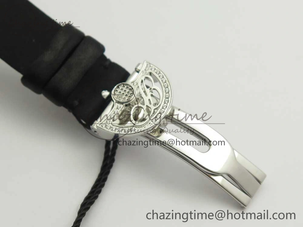 HighPerformance Reine de Naples 8918BB SS ZF 1:1 Best Edition White MOP Dial Diamonds Bezel on Black Fabric Strap A 5340