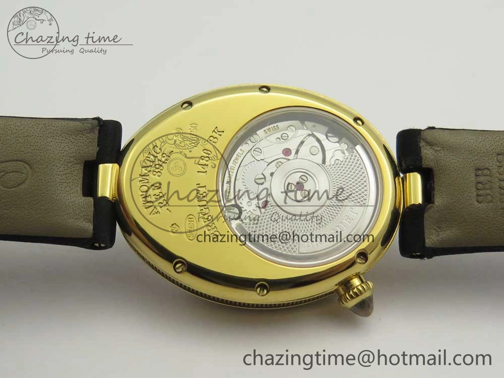 Resilient Reine de Naples 8918BB YG ZF 1:1 Best Edition White MOP Dial Diamonds Bezel on Black Fabric Strap A 10589