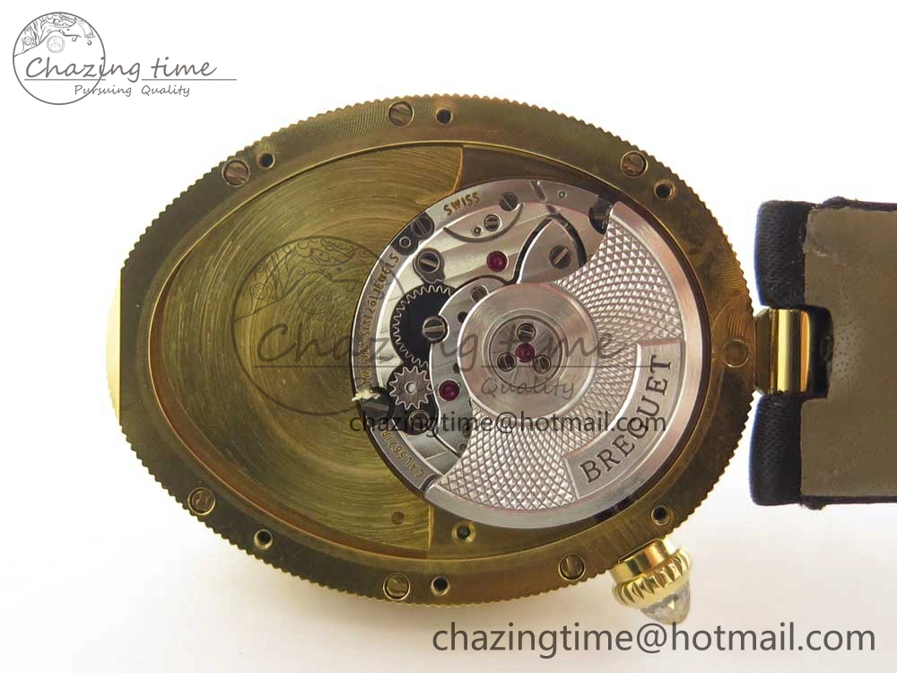 Resilient Reine de Naples 8918BB YG ZF 1:1 Best Edition White MOP Dial Diamonds Bezel on Black Fabric Strap A 10589