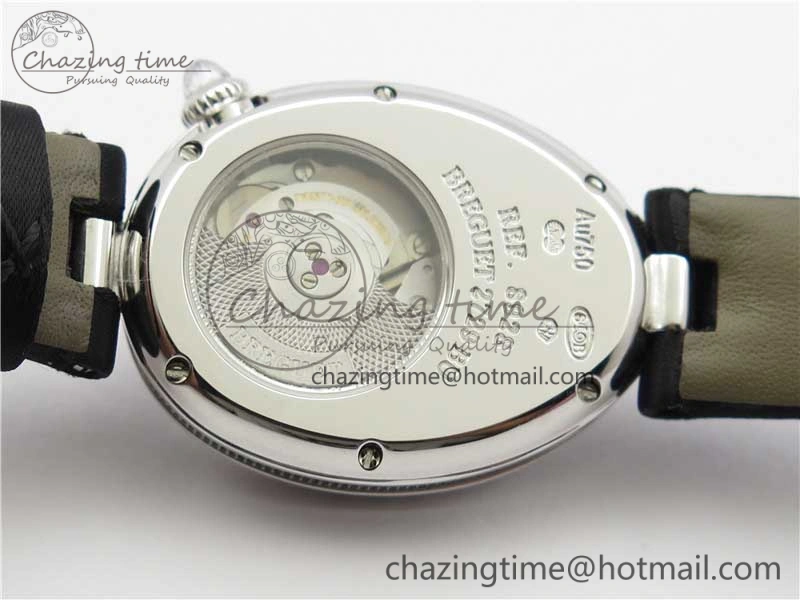 Original Reine de Naples 8928BB SS ZF 1:1 Best Edition White MOP Dial Diamonds Bezel on Black Fabric Strap A 5333