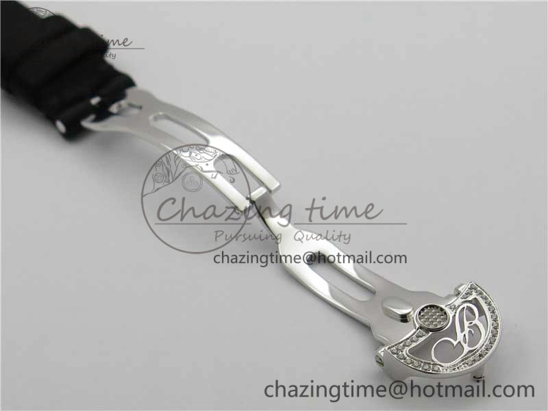 Original Reine de Naples 8928BB SS ZF 1:1 Best Edition White MOP Dial Diamonds Bezel on Black Fabric Strap A 5333