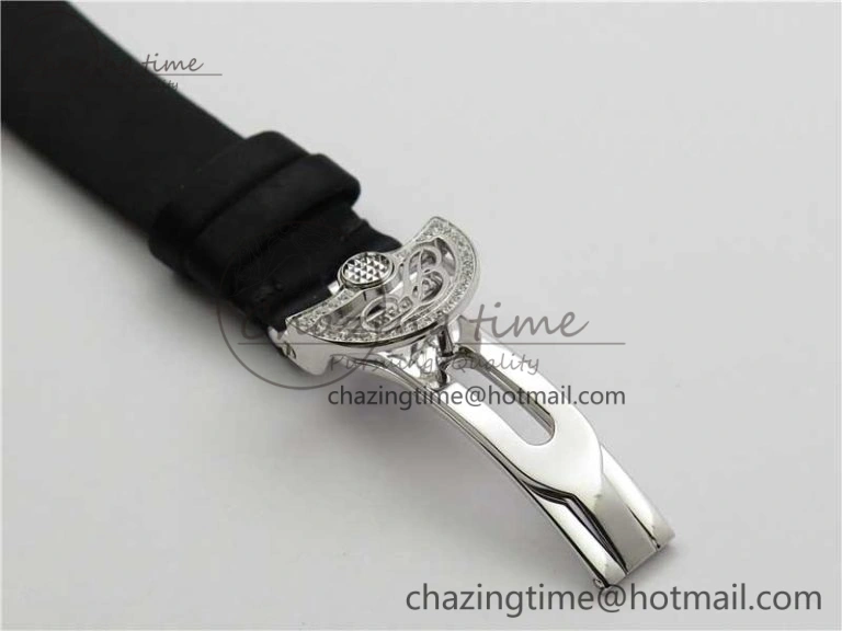 Classic Reine de Naples 8928BB SS ZF 1:1 Best Edition White MOP Roman Dial Diamonds Bezel on Black Fabric Strap A 5330