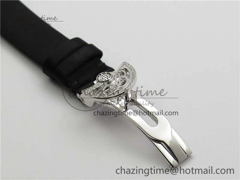 Classic Reine de Naples 8928BB SS ZF 1:1 Best Edition White MOP Roman Dial Diamonds Bezel on Black Fabric Strap A 5330