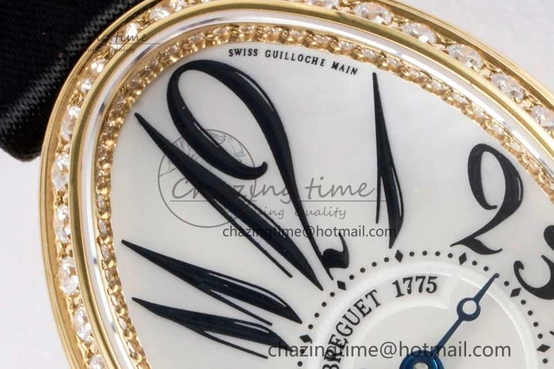 Reine de Naples YG ZF 1:1 Best Edition White Arabic Dial Diamonds Bezel on Black Fabric Strap A537 V UrbanChic 5323