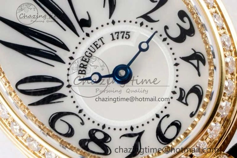 Reine de Naples YG ZF 1:1 Best Edition White Arabic Dial Diamonds Bezel on Black Fabric Strap A537 V UrbanChic 5323