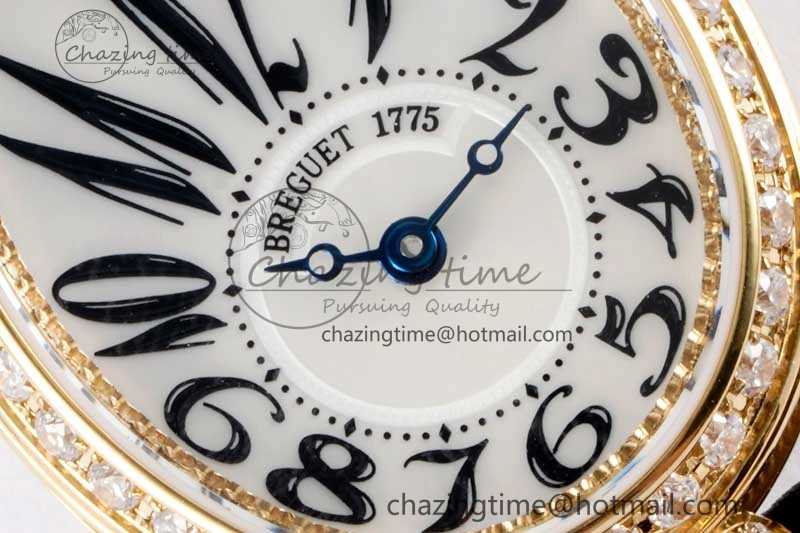 Reine de Naples YG ZF 1:1 Best Edition White Arabic Dial Diamonds Bezel on Black Fabric Strap A537 V UrbanChic 5323