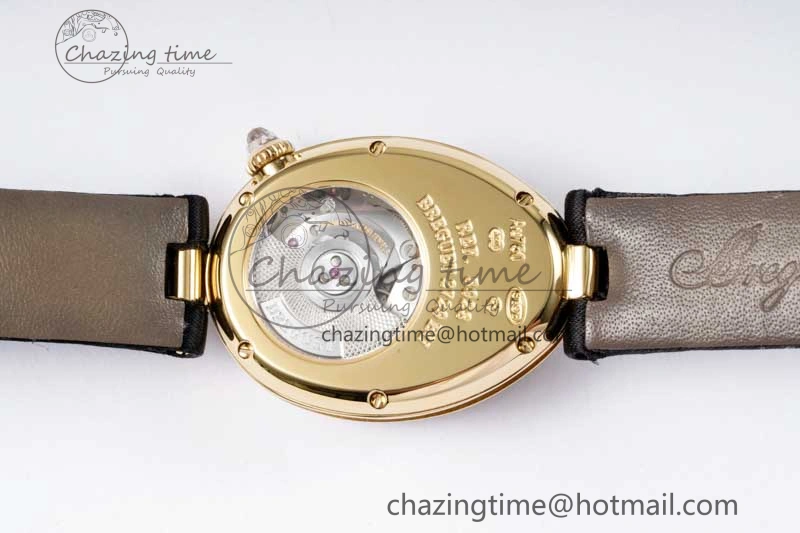 Reine de Naples YG ZF 1:1 Best Edition White Roman Dial Diamonds Bezel on Black Fabric Strap A537 V Chic 5324