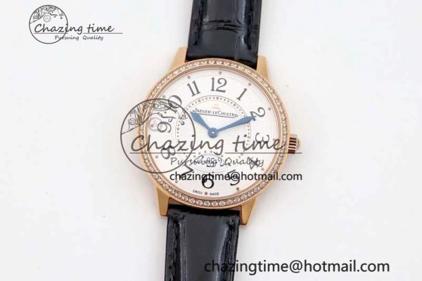 Trendsetting Rendez-Vous Date RG Q8F Best Edition White Dial Diamonds Bezel on Black Leather Strap A 7430