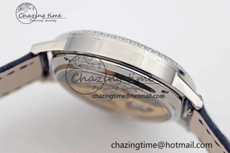 ZipUp Rendez-Vous Date SS Q8F Best Edition White Dial Diamonds Bezel on Blue Leather Strap A 7431