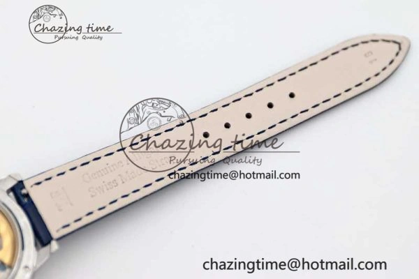 ZipUp Rendez-Vous Date SS Q8F Best Edition White Dial Diamonds Bezel on Blue Leather Strap A 7431