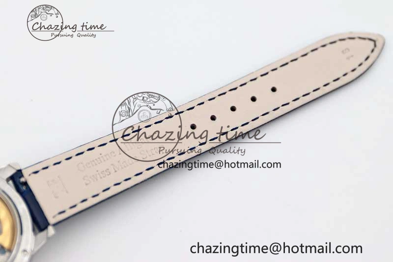 ZipUp Rendez-Vous Date SS Q8F Best Edition White Dial Diamonds Bezel on Blue Leather Strap A 7431