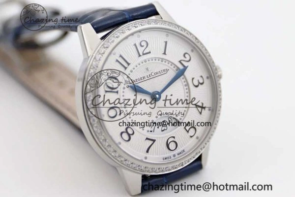 ZipUp Rendez-Vous Date SS Q8F Best Edition White Dial Diamonds Bezel on Blue Leather Strap A 7431