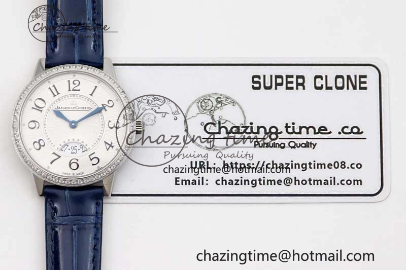 ZipUp Rendez-Vous Date SS Q8F Best Edition White Dial Diamonds Bezel on Blue Leather Strap A 7431