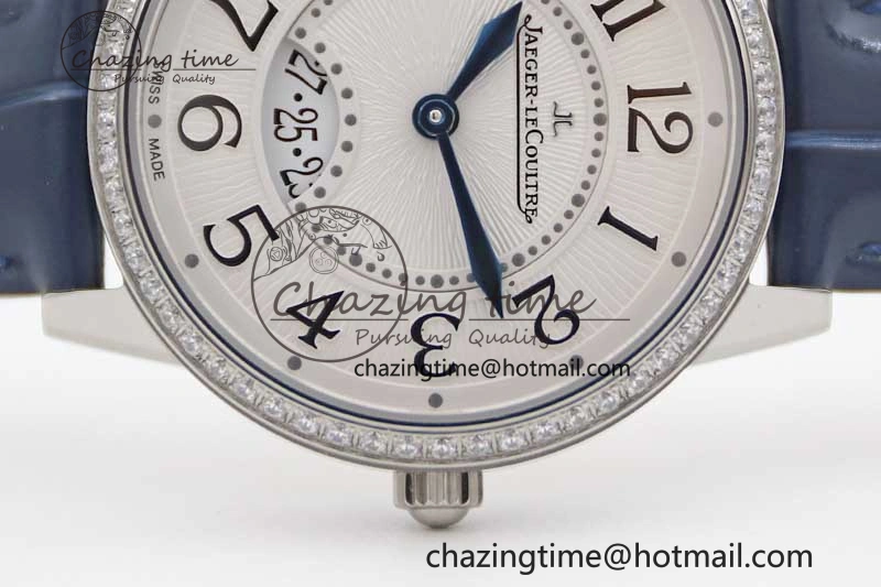 ZipUp Rendez-Vous Date SS Q8F Best Edition White Dial Diamonds Bezel on Blue Leather Strap A 7431