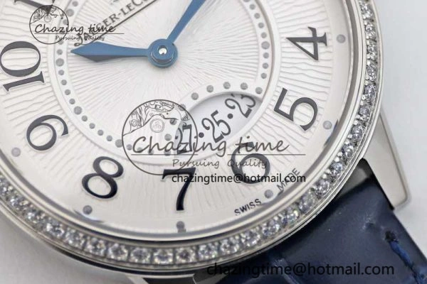 ZipUp Rendez-Vous Date SS Q8F Best Edition White Dial Diamonds Bezel on Blue Leather Strap A 7431