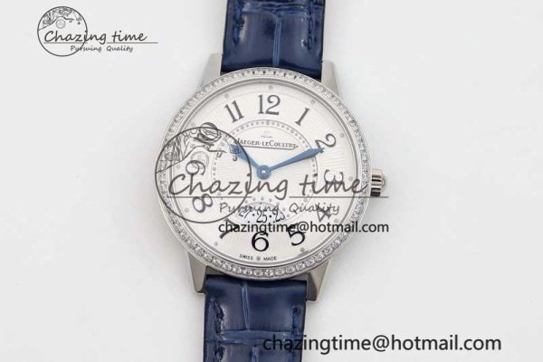 ZipUp Rendez-Vous Date SS Q8F Best Edition White Dial Diamonds Bezel on Blue Leather Strap A 7431