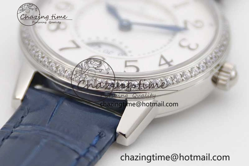 ZipUp Rendez-Vous Date SS Q8F Best Edition White Dial Diamonds Bezel on Blue Leather Strap A 7431