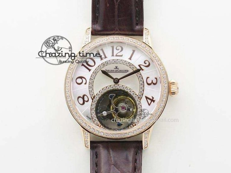 Rendez-Vous Ladies RG White MOP Dial Tourbillon on Brown Alligator Leather Breathable 7510