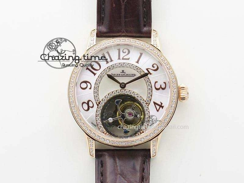 Rendez-Vous Ladies RG White MOP Dial Tourbillon on Brown Alligator Leather Breathable 7510