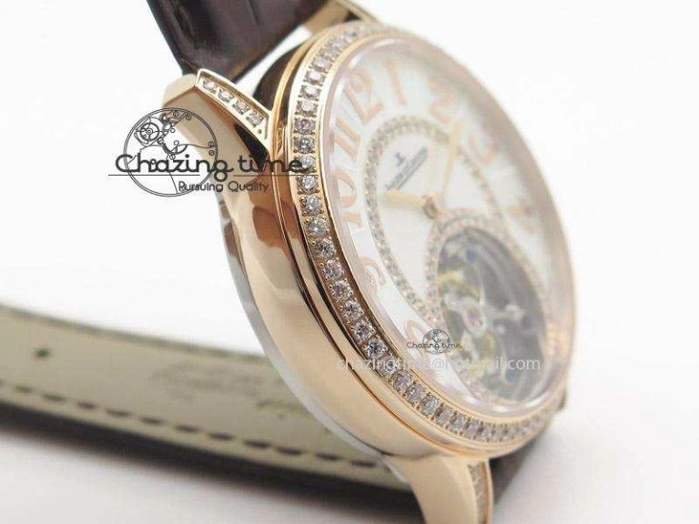 Rendez-Vous Ladies RG White MOP Dial Tourbillon on Brown Alligator Leather Breathable 7510