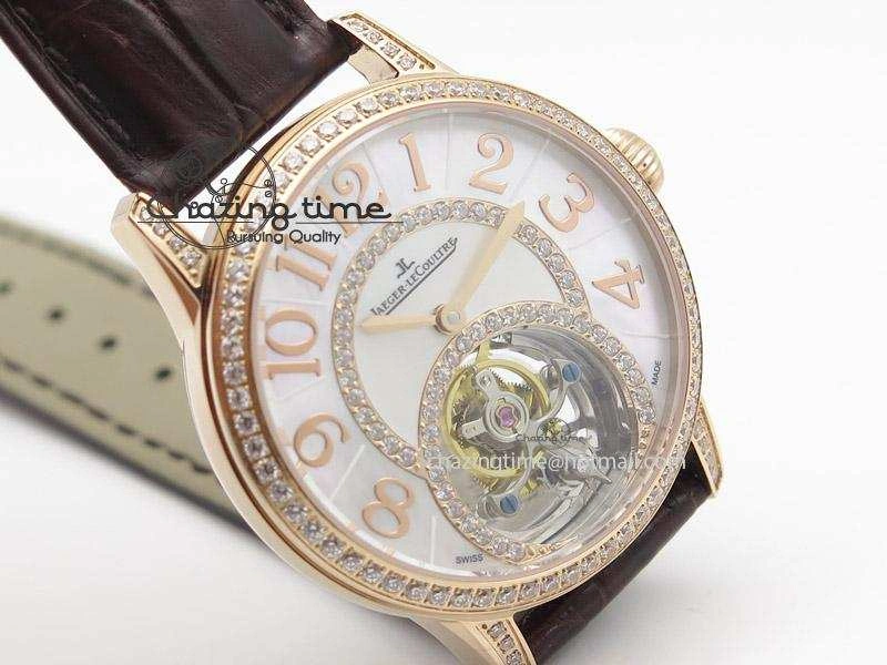 Rendez-Vous Ladies RG White MOP Dial Tourbillon on Brown Alligator Leather Breathable 7510
