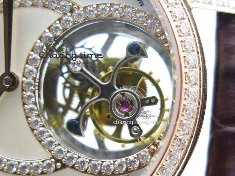 Rendez-Vous Ladies RG White MOP Dial Tourbillon on Brown Alligator Leather Breathable 7510