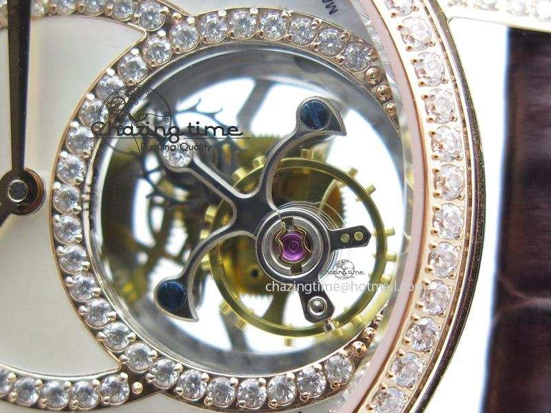 Rendez-Vous Ladies RG White MOP Dial Tourbillon on Brown Alligator Leather Breathable 7510