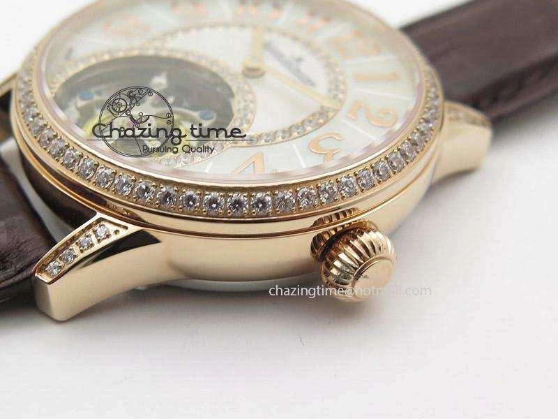 Rendez-Vous Ladies RG White MOP Dial Tourbillon on Brown Alligator Leather Breathable 7510