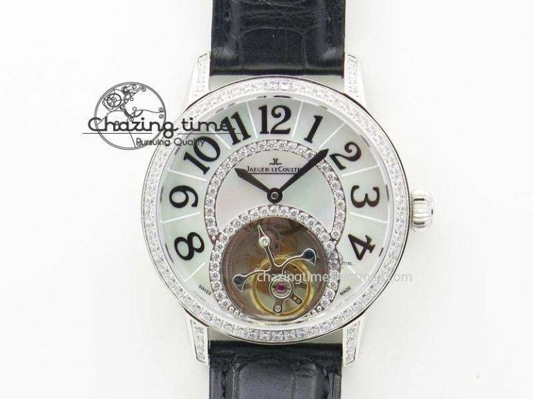 Rendez-Vous Ladies SS White MOP Dial Tourbillon on Black Alligator Leather Refined 7509
