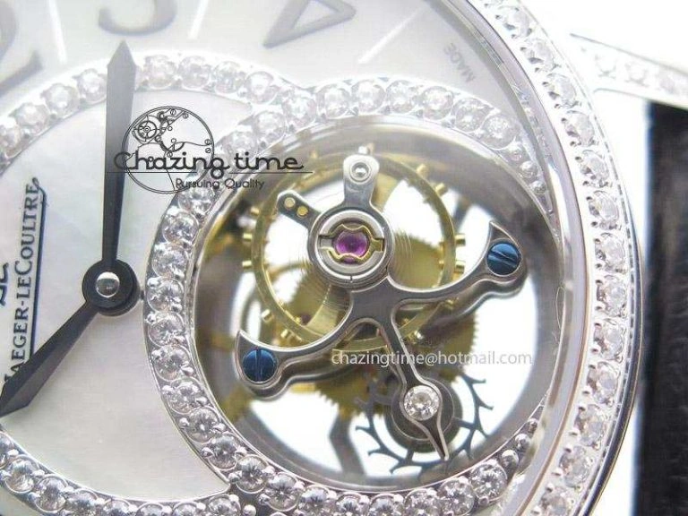 Rendez-Vous Ladies SS White MOP Dial Tourbillon on Black Alligator Leather Refined 7509