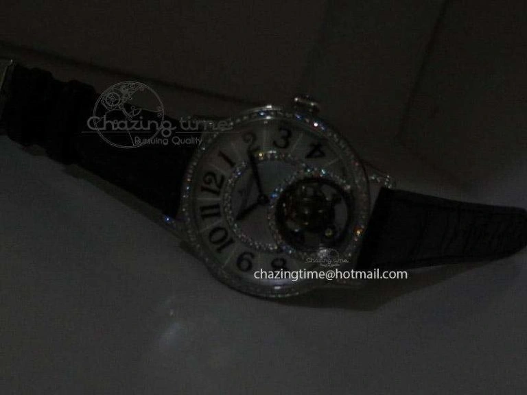 Rendez-Vous Ladies SS White MOP Dial Tourbillon on Black Alligator Leather Refined 7509
